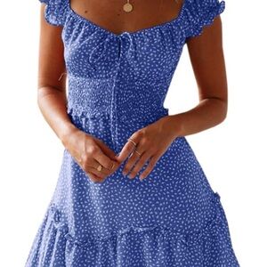 Women's Summer Ruffle Sleeve Sweetheart Neckline Printing Dress Mini Dress